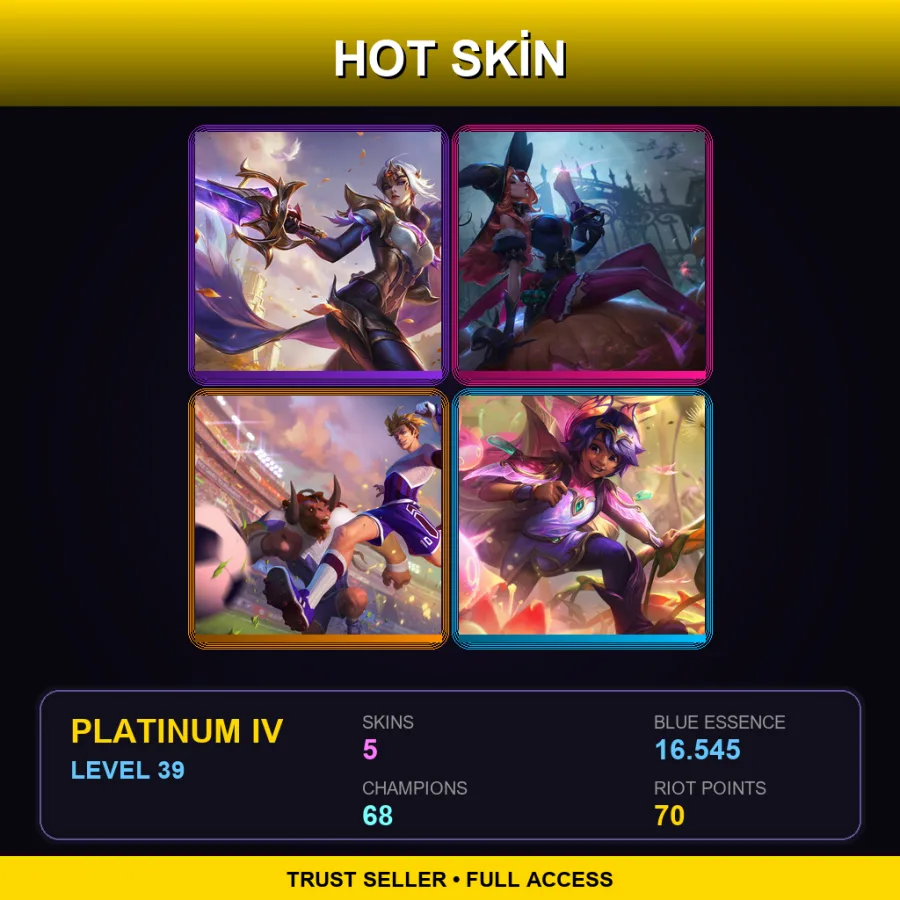 BR | Lv39 | Platinum IV | 5 Skin | 68 Champ — LoL account