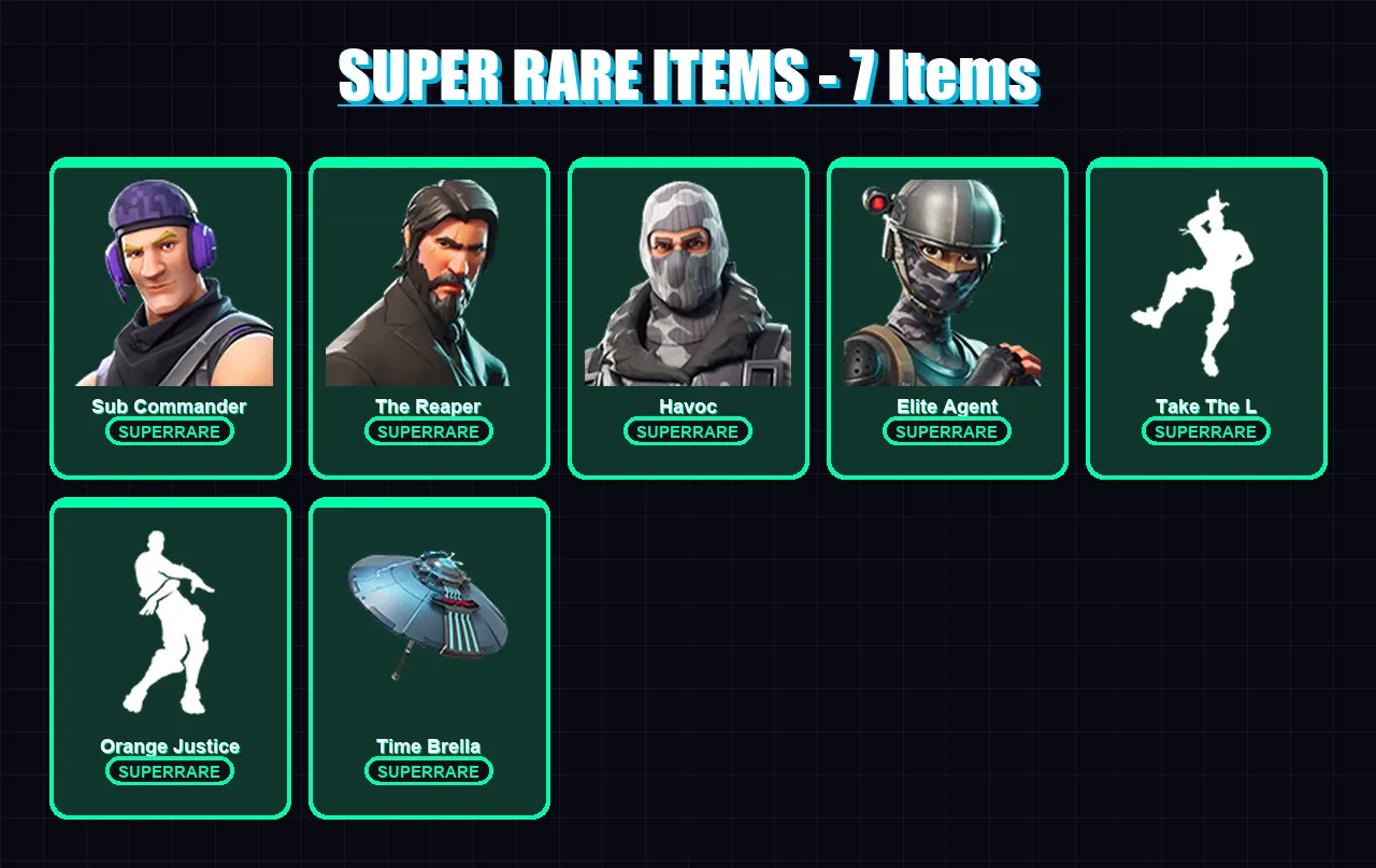 [PC/XBOX/PSN] | Sub Commander | The Reaper | Havoc | Elite Agent | Dark Voyager | 11 skin | 9 pickaxe | 17 emote | 14 glider | Lv231 — Fortnite account