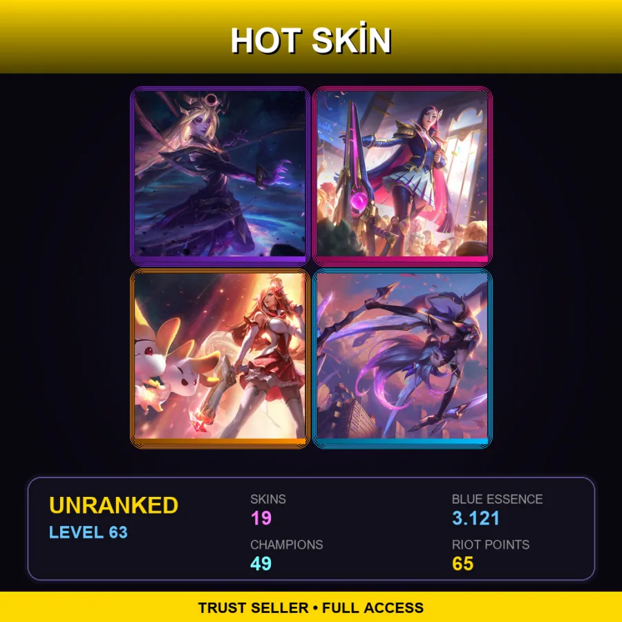 EUNE | Lv63 | Unranked | 19 Skin | 49 Champ