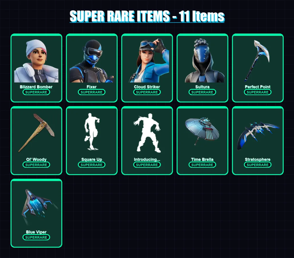 [PS4/PS5/PC] | Blizzard Bomber | Fixer | Cloud Striker | Sultura | Kymera | 132 skin | 142 pickaxe | 81 emote | 108 glider | Lv1479