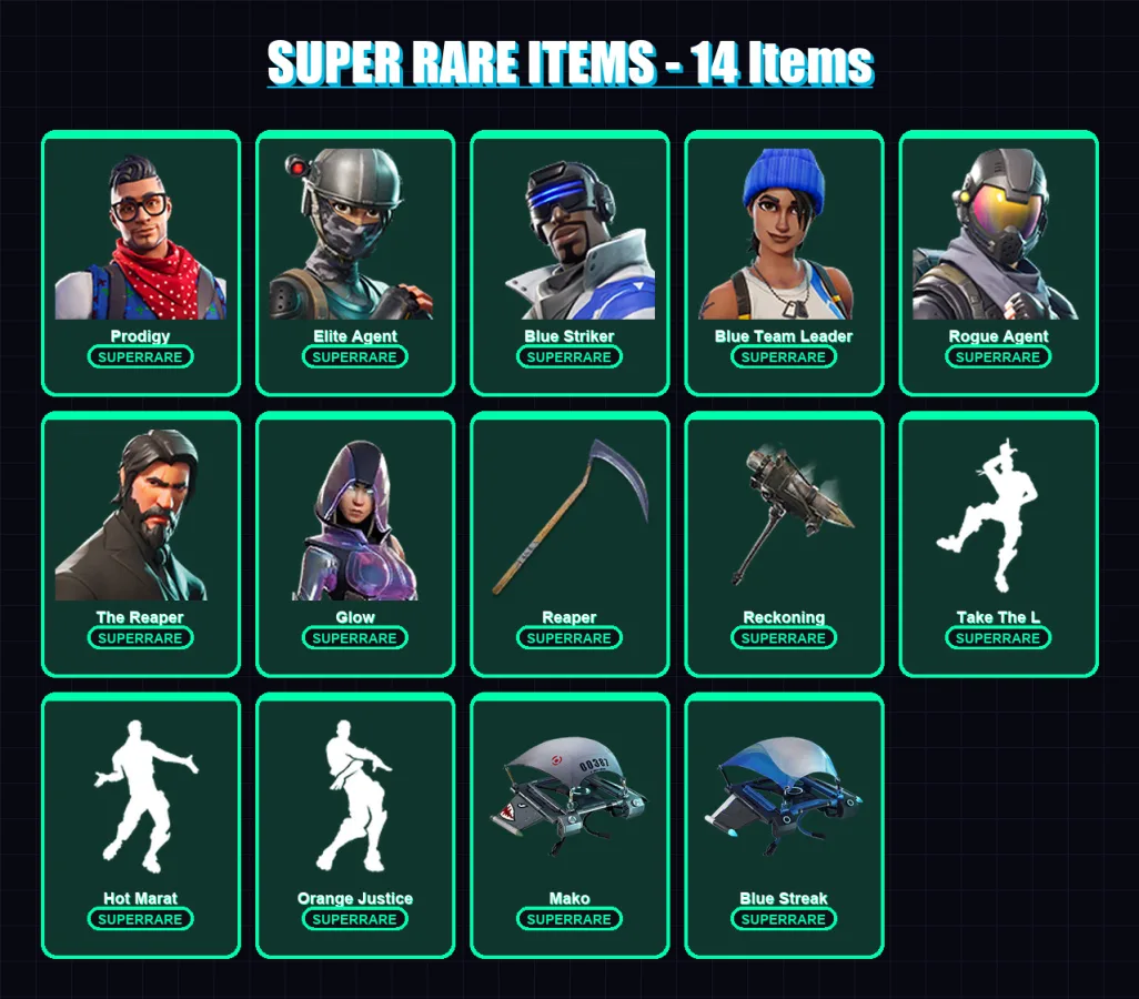 [PC/PSN] | Prodigy | Elite Agent | Blue Striker | Blue Team Leader | Rogue Agent | 45 skin | 23 pickaxe | 46 emote | 34 glider | Lv535 — Fortnite account
