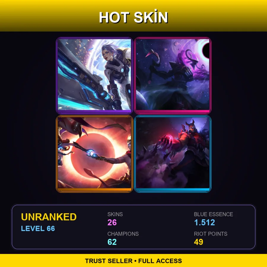 LAS | Lv66 | Unranked | 26 Skin | 62 Champ — Sweetheart Rakan