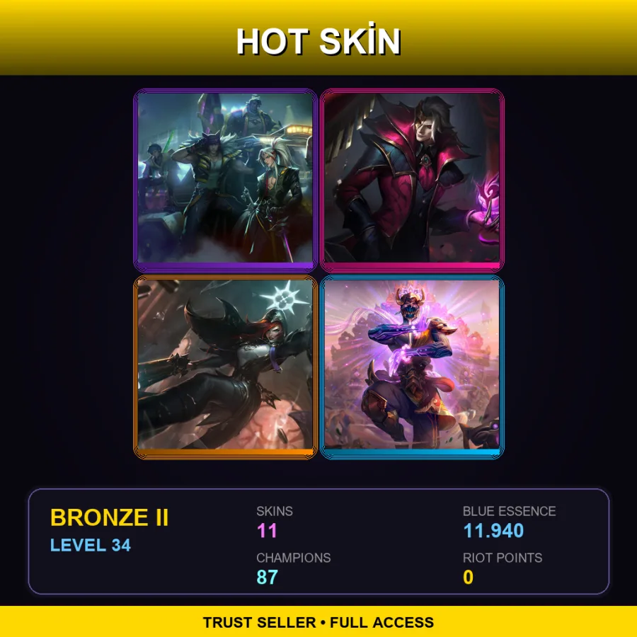 EUNE | Lv34 | Bronze II | 11 Skin | 87 Champ
