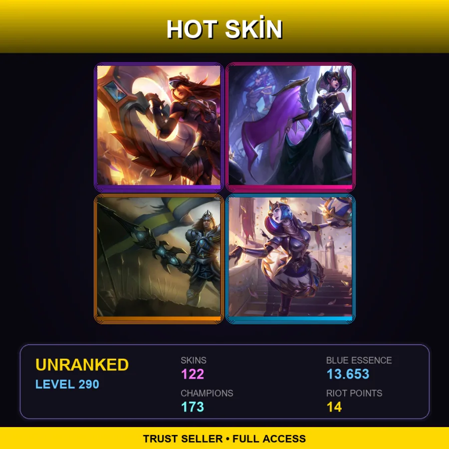 TW | Lv290 | Unranked | 122 Skin | 173 Champ