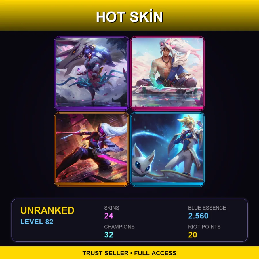 BR | Lv82 | Unranked | 24 Skin | 32 Champ — LoL account