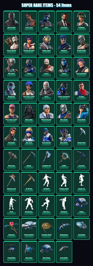 [PS4/PS5/XBOX/PC] | Black Knight | Travis Scott | Fixer | John Wick | Trailblazer | 712 skin | 630 pickaxe | 446 emote | 364 glider | Lv4832