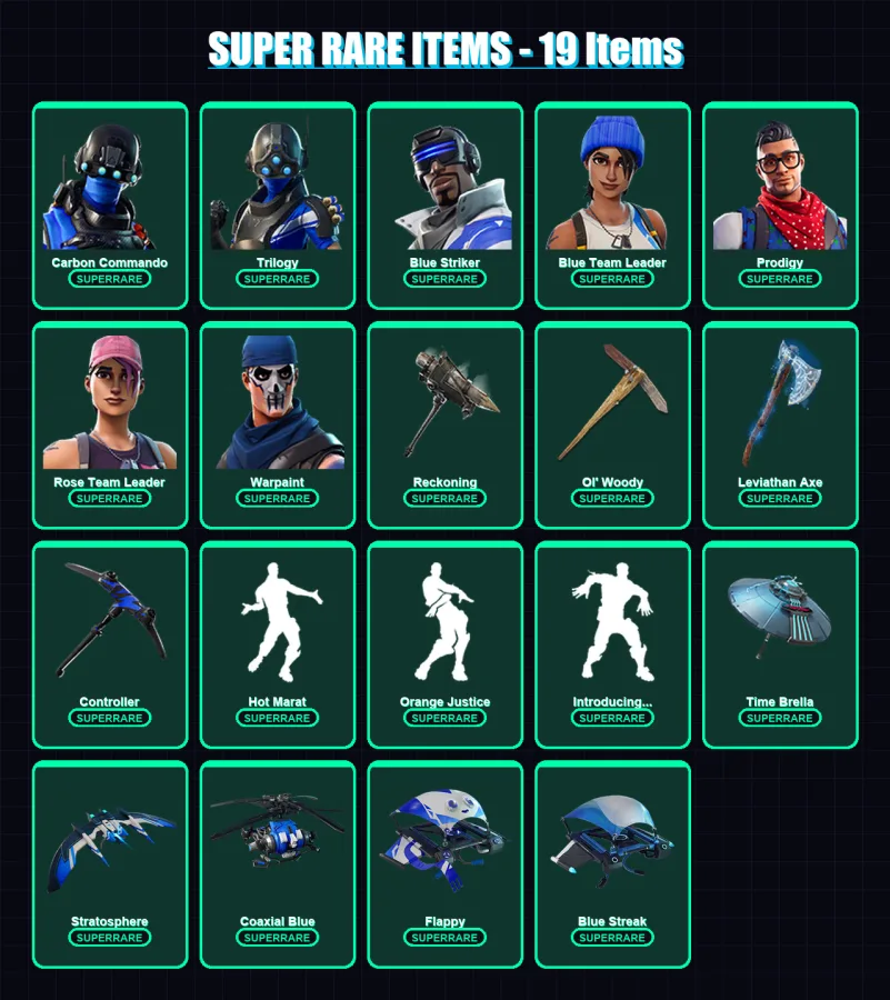 [PC/XBOX] | Carbon Commando | Trilogy | Blue Striker | Blue Team Leader | Prodigy | 139 skin | 128 pickaxe | 122 emote | 129 glider | Lv1868 — Fortnite account