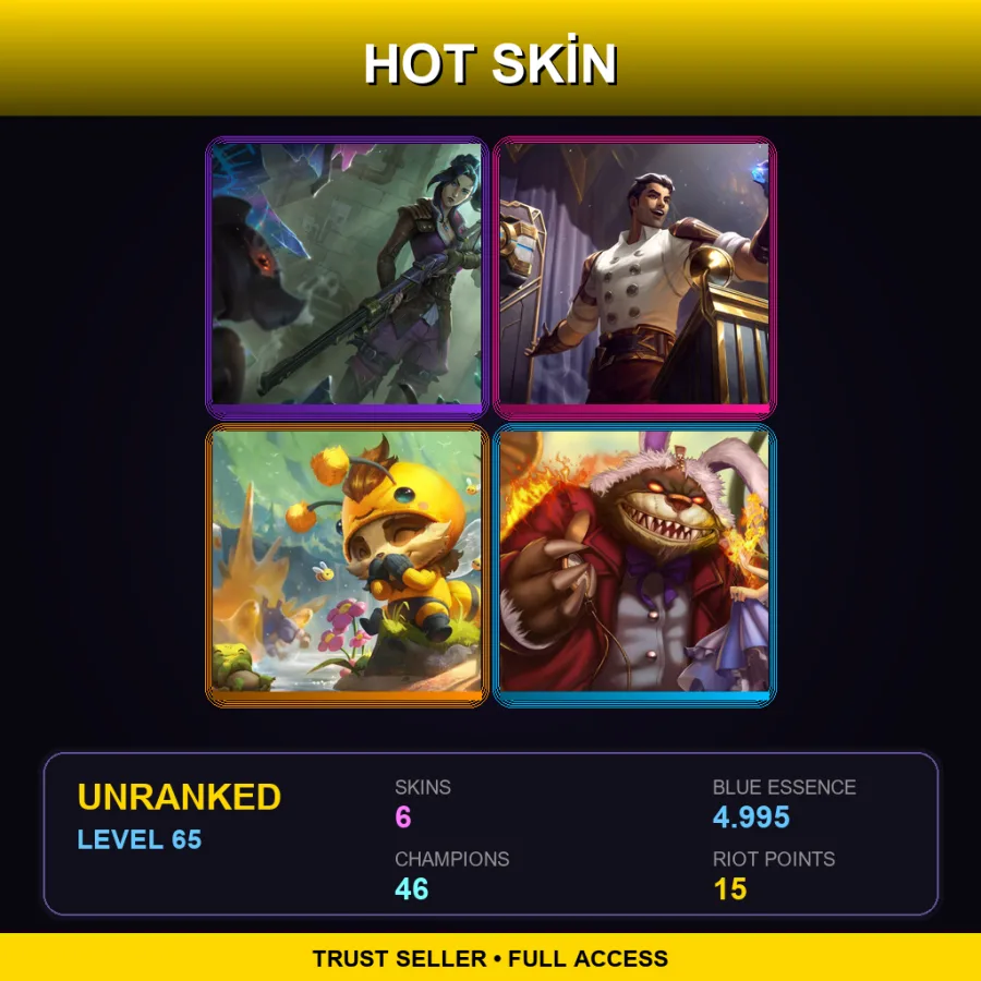 NA | Lv65 | Unranked | 6 Skin | 46 Champ