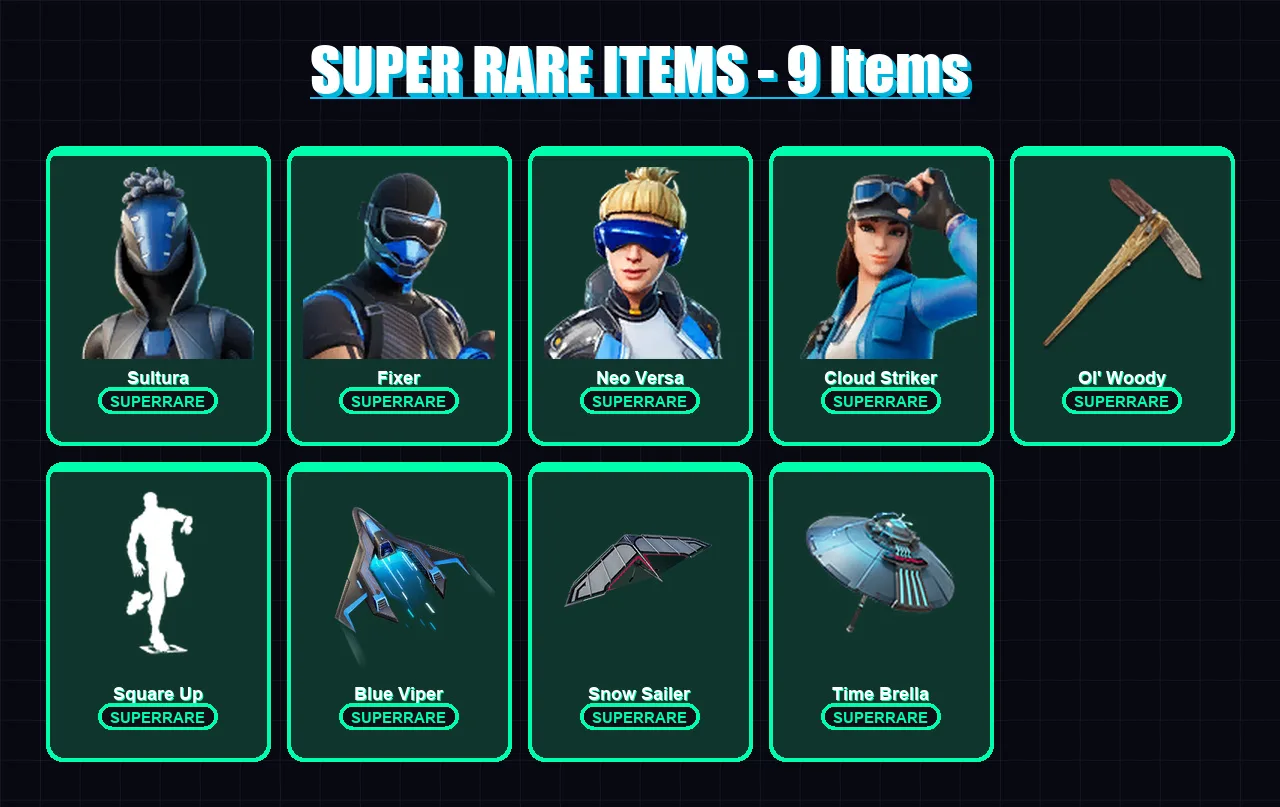 [PC/XBOX/PSN] | Sultura | Fixer | Neo Versa | Cloud Striker | Joey | 79 skin | 118 pickaxe | 84 emote | 107 glider | Lv1844