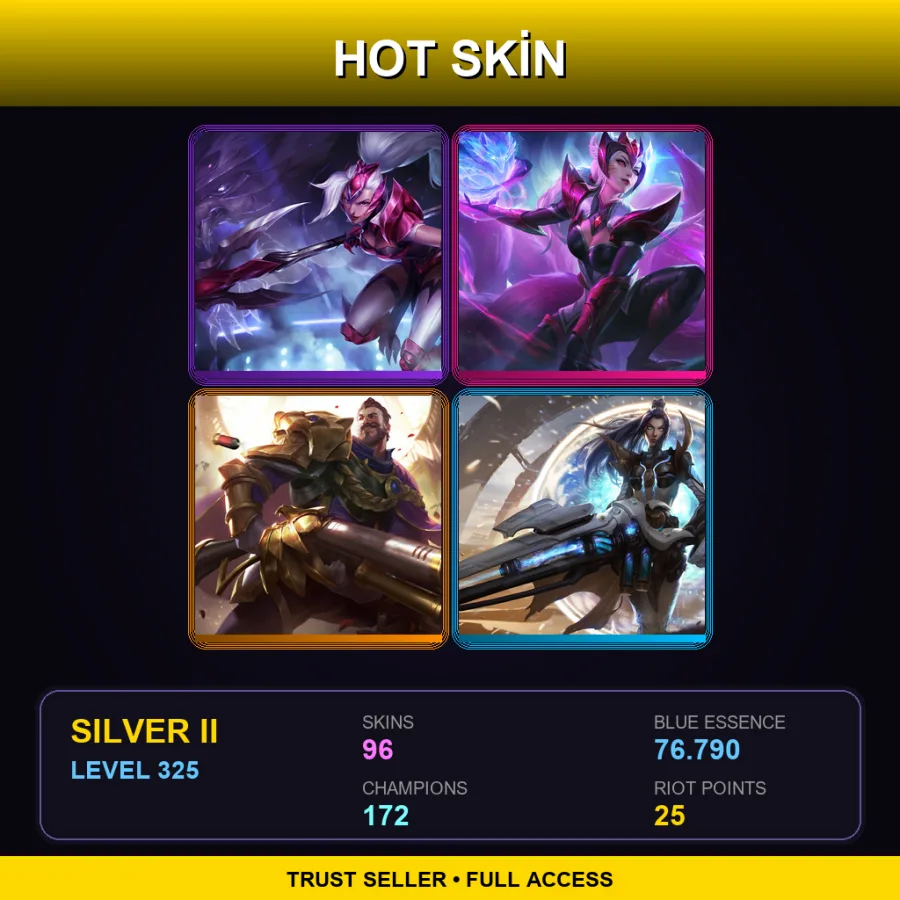LAN | Lv325 | Silver II | 96 Skin | 172 Champ