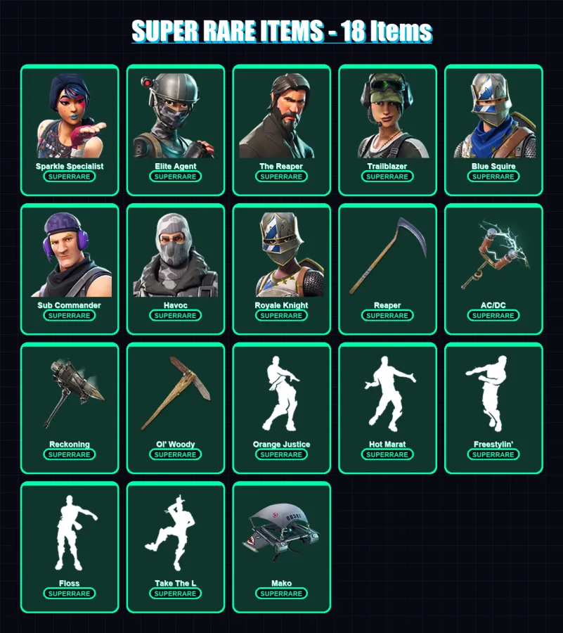 [PC/PSN] | Sparkle Specialist | Elite Agent | The Reaper | Trailblazer | Blue Squire | 100 skin | 84 pickaxe | 96 emote | 86 glider | Lv1531