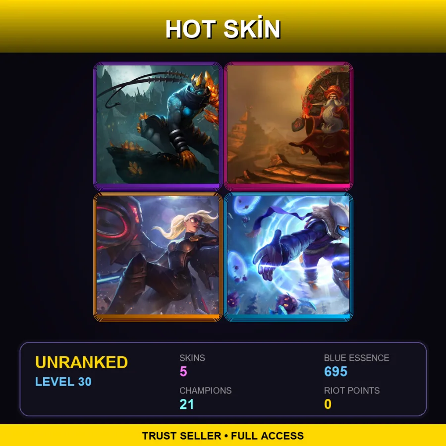 EUW | Lv30 | Unranked | 5 Skin | 21 Champ