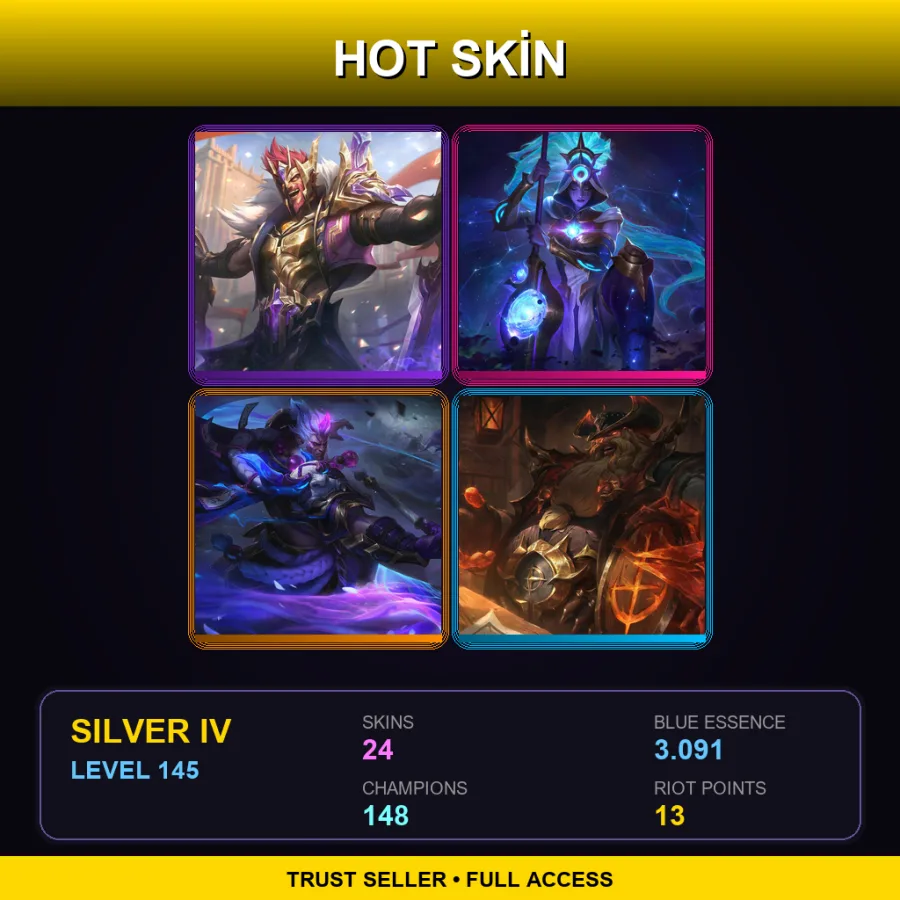 EUNE | Lv145 | Silver IV | 24 Skin | 148 Champ