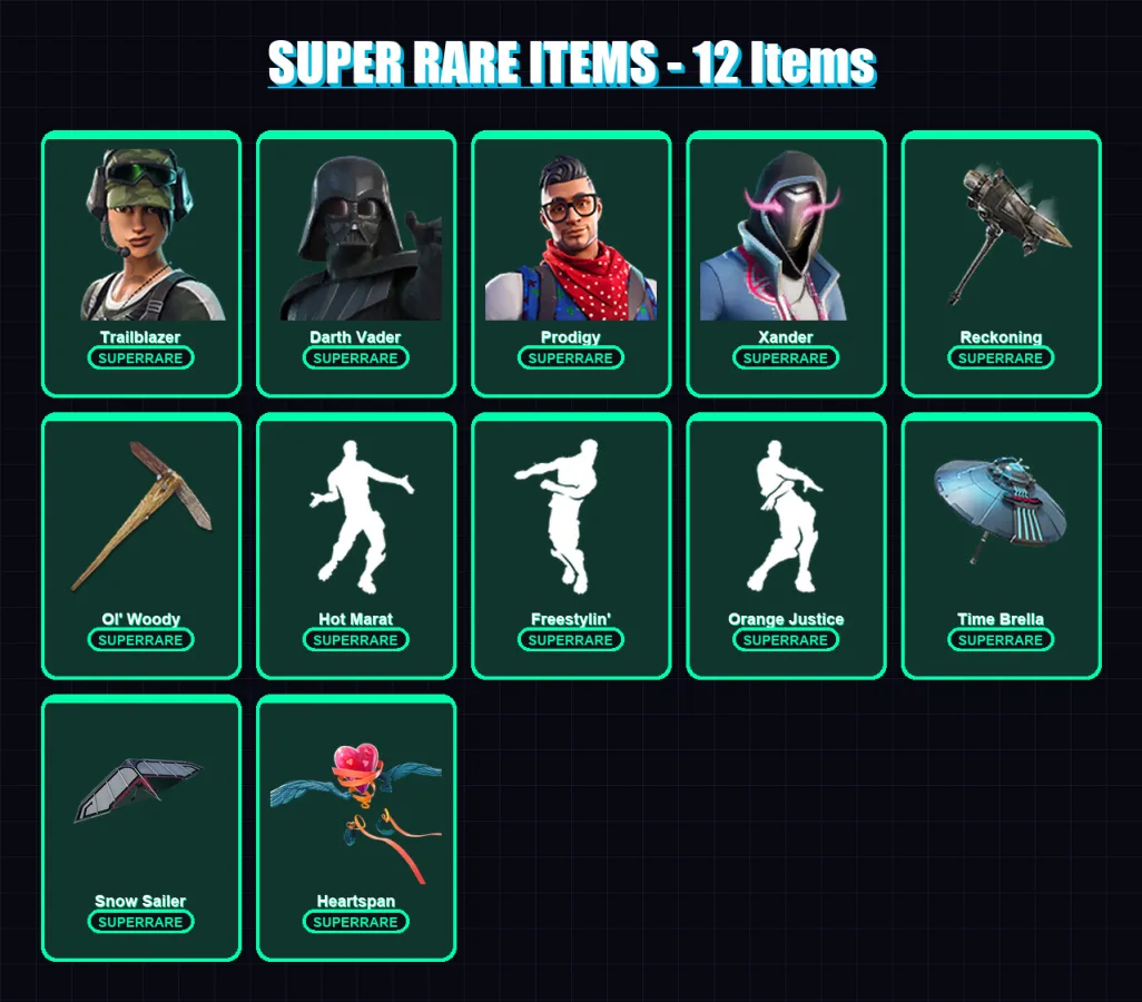 [PC/XBOX] | Trailblazer | Darth Vader | Prodigy | Xander | Ronin | 186 skin | 205 pickaxe | 210 emote | 199 glider | Lv3998