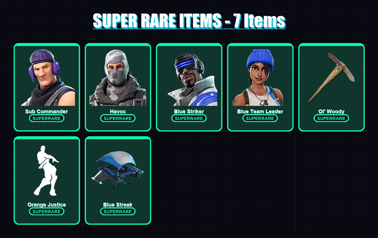 [PC/XBOX/PSN] | Sub Commander | Havoc | Blue Striker | Blue Team Leader | Nezumi | 34 skin | 41 pickaxe | 31 emote | 40 glider | Lv629
