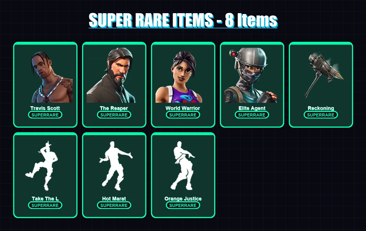 [PC/XBOX/PSN] | Travis Scott | The Reaper | World Warrior | Elite Agent | Ruin | 45 skin | 37 pickaxe | 47 emote | 42 glider | Lv605