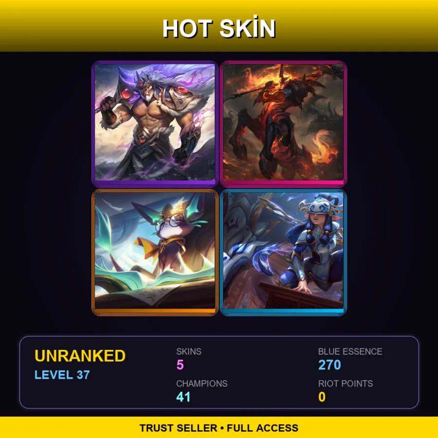 EUW | Lv37 | Unranked | 5 Skin | 41 Champ