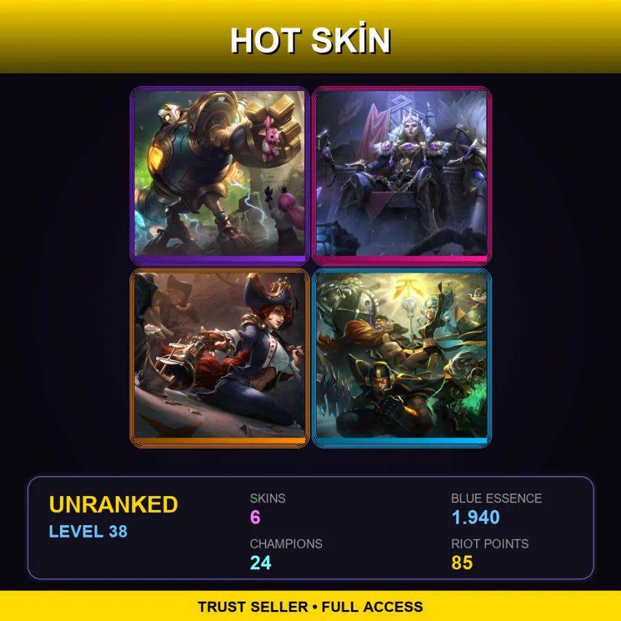 EUW | Lv38 | Unranked | 6 Skin | 24 Champ — Tango Evelynn