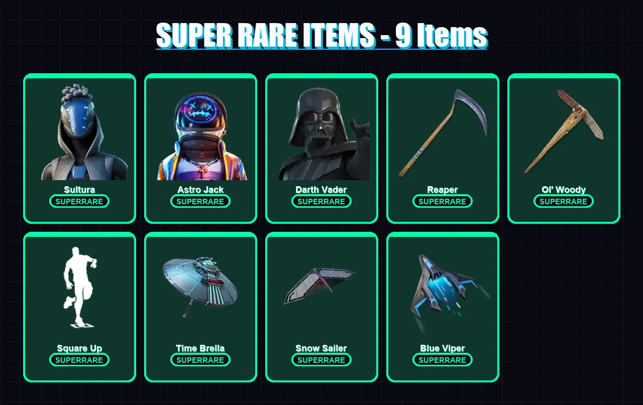 [PS4/PS5/XBOX/PC] | Sultura | Astro Jack | Darth Vader | The Origin | Renzo the Destroyer | 265 skin | 290 pickaxe | 199 emote | 172 glider | Lv3008