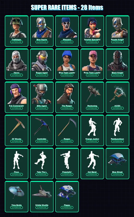[PC/XBOX] | Trailblazer | Blue Squire | Warpaint | Sparkle Specialist | Royale Knight | 247 skin | 251 pickaxe | 195 emote | 191 glider | Lv1860