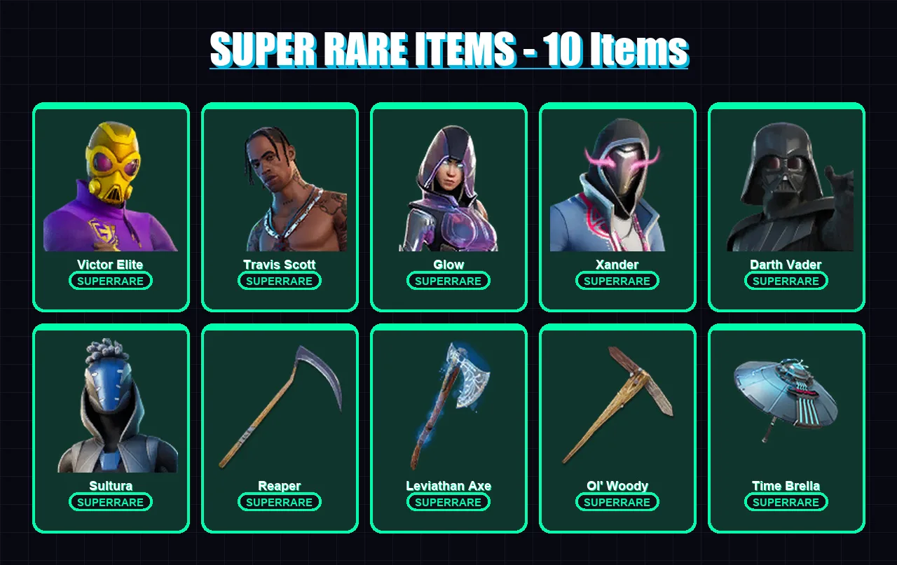 [PC/XBOX] | Victor Elite | Travis Scott | Glow | Xander | Darth Vader | 173 skin | 250 pickaxe | 171 emote | 185 glider | Lv4508