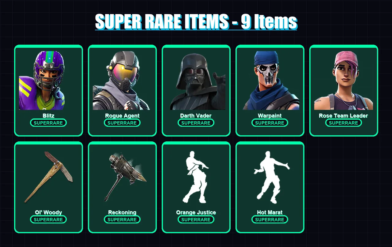 [PC/PSN] | Blitz | Rogue Agent | Darth Vader | Warpaint | Rose Team Leader | 144 skin | 181 pickaxe | 144 emote | 128 glider | Lv1729
