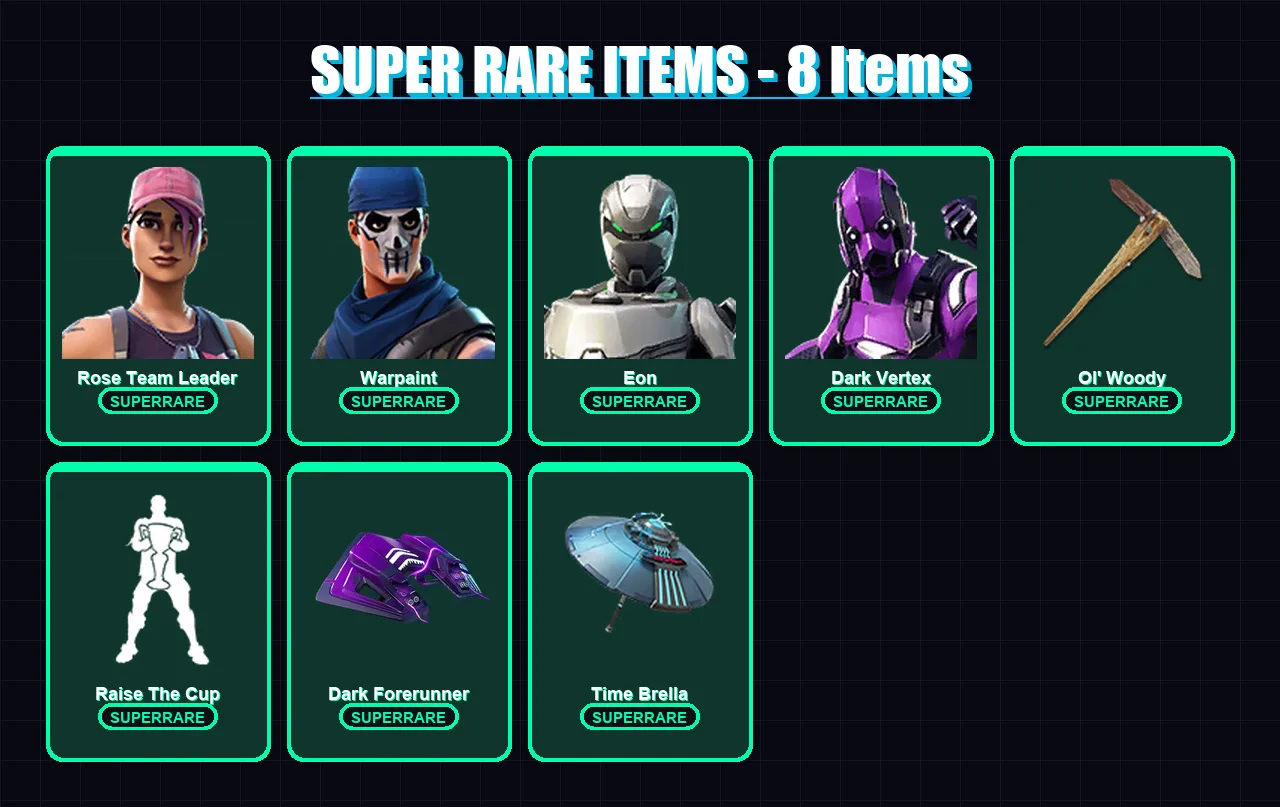 [PC/XBOX/PSN] | Rose Team Leader | Warpaint | Eon | Dark Vertex | Deadpool | 104 skin | 128 pickaxe | 110 emote | 114 glider | Lv1411 — Fortnite account
