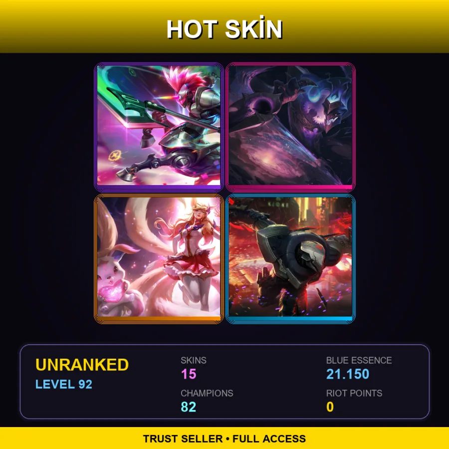 LAN | Lv92 | Unranked | 15 Skin | 82 Champ