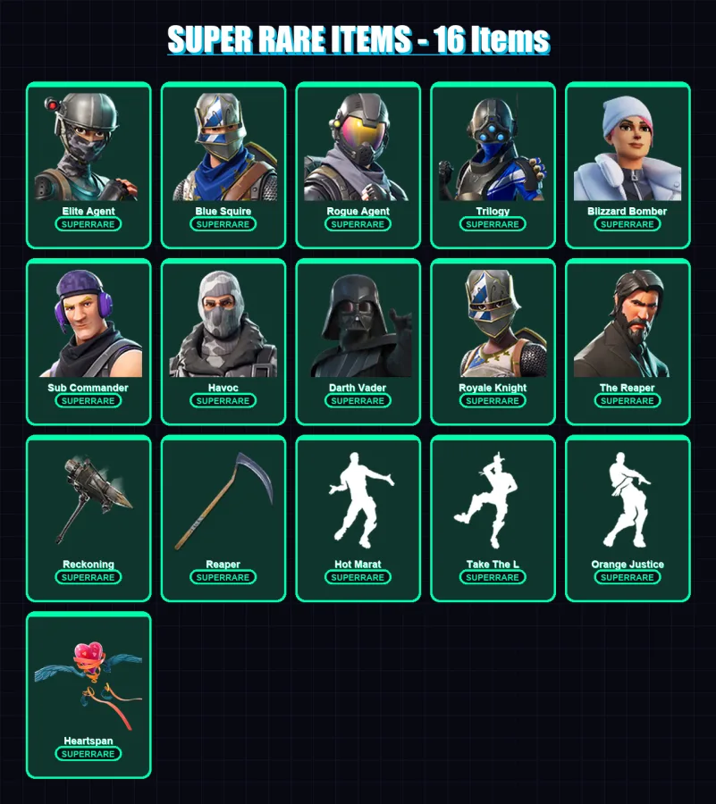 [PS4/PS5/XBOX/PC] | Elite Agent | Blue Squire | Rogue Agent | Trilogy | Blizzard Bomber | 185 skin | 147 pickaxe | 123 emote | 145 glider | Lv2490