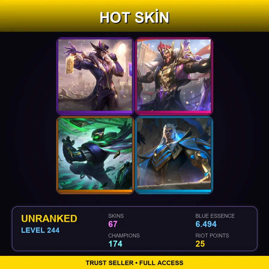 TR | Lv244 | Unranked | 67 Skin | 174 Champ — LoL account