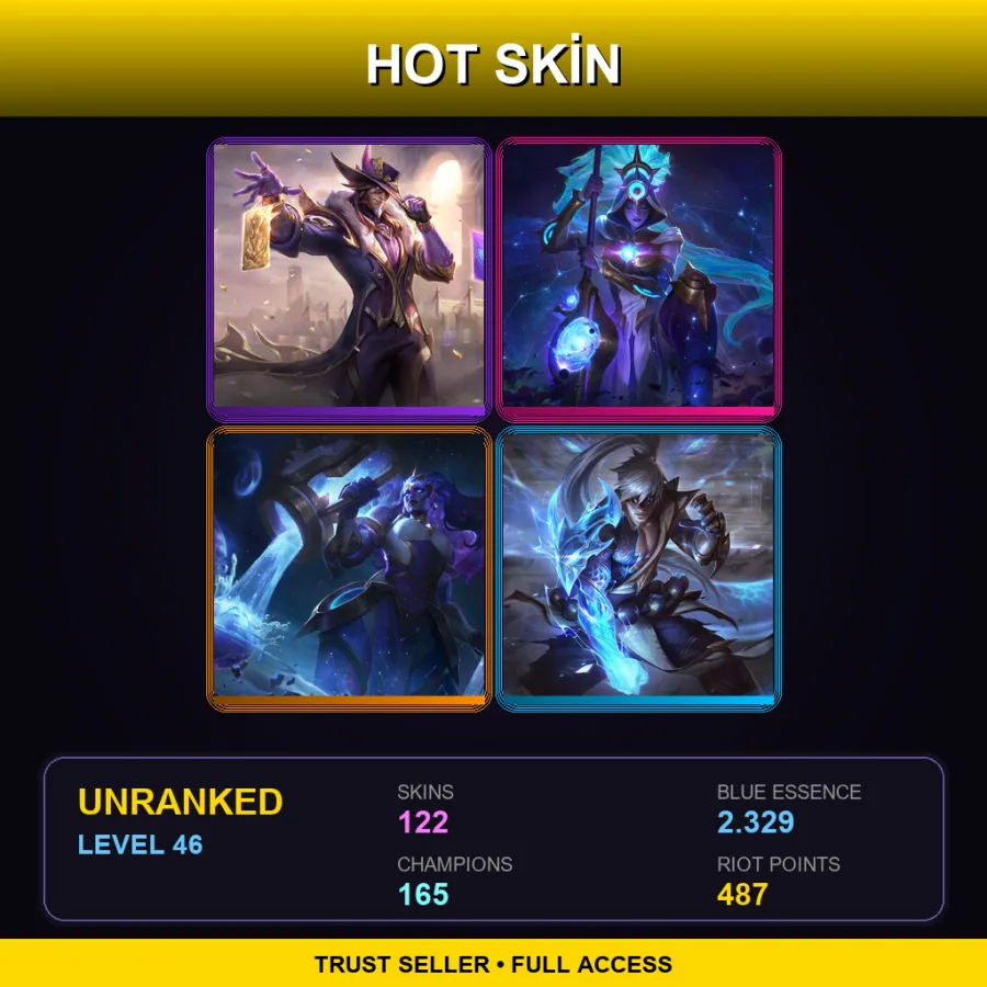 EUNE | Lv46 | Unranked | 122 Skin | 165 Champ — LoL account