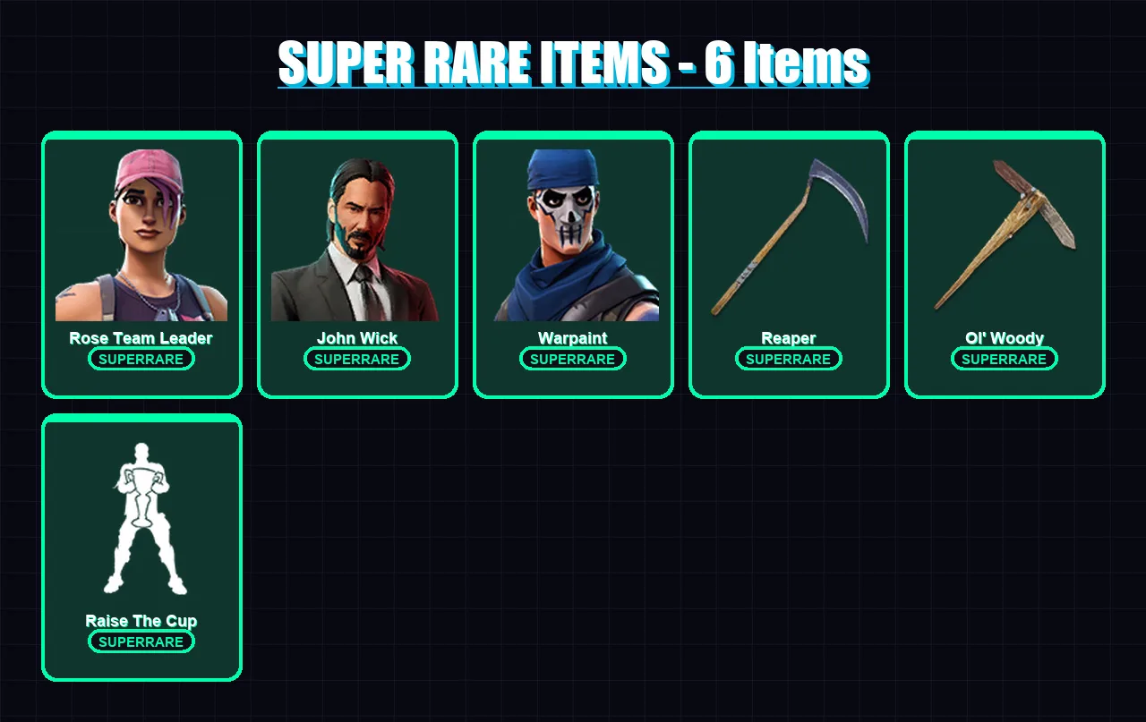 [PS4/PS5/XBOX/PC] | Rose Team Leader | John Wick | Warpaint | Fusion | Fade | 148 skin | 181 pickaxe | 147 emote | 142 glider | Lv1983