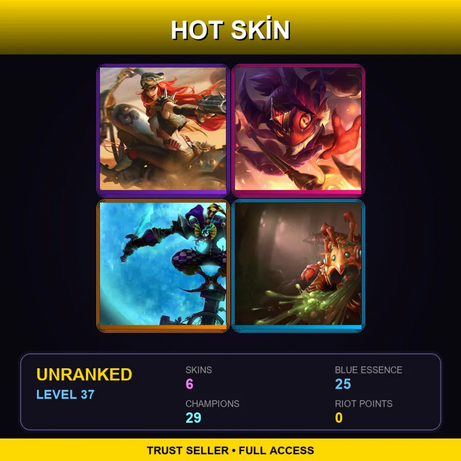LAN | Lv37 | Unranked | 6 Skin | 29 Champ — LoL account
