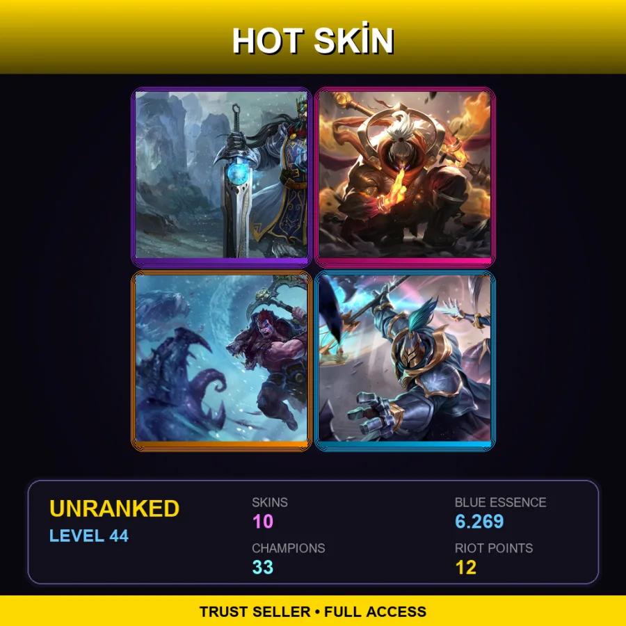 EUW | Lv44 | Unranked | 10 Skin | 33 Champ
