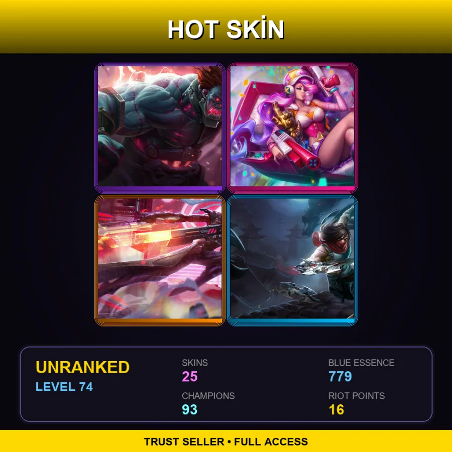EUNE | Lv74 | Unranked | 25 Skin | 93 Champ