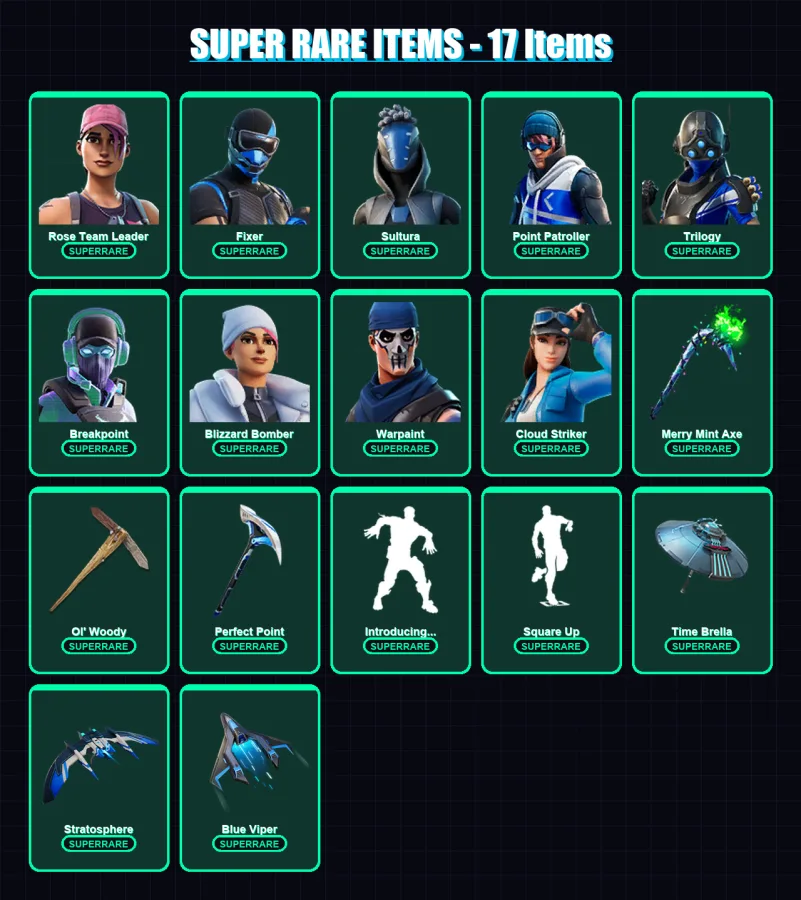 [PC] | Rose Team Leader | Fixer | Sultura | Point Patroller | Trilogy | 197 skin | 235 pickaxe | 219 emote | 198 glider | Lv2617