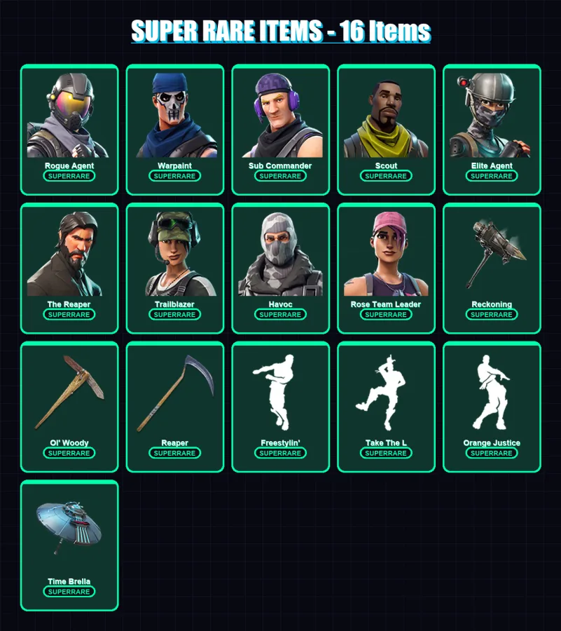 [PC/PSN] | Rogue Agent | Warpaint | Sub Commander | Scout | Elite Agent | 69 skin | 83 pickaxe | 92 emote | 81 glider | Lv1253