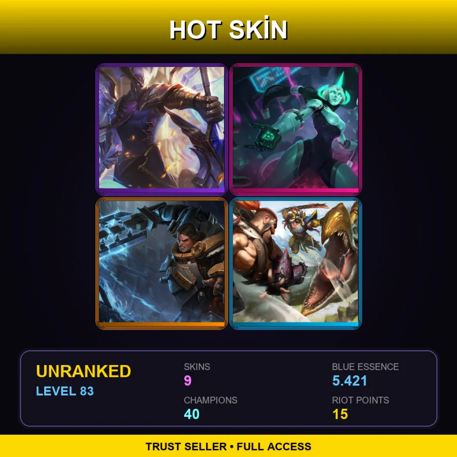 EUNE | Lv83 | Unranked | 9 Skin | 40 Champ — Ionia Master Yi