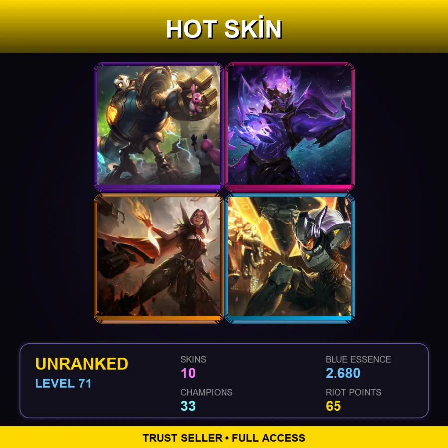 LAN | Lv71 | Unranked | 10 Skin | 33 Champ — Psyops Vi