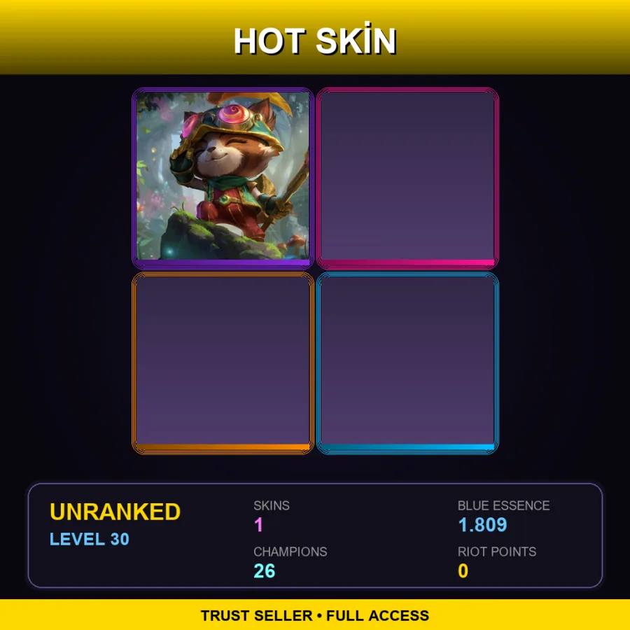 EUW | Lv30 | Unranked | 1 Skin | 26 Champ