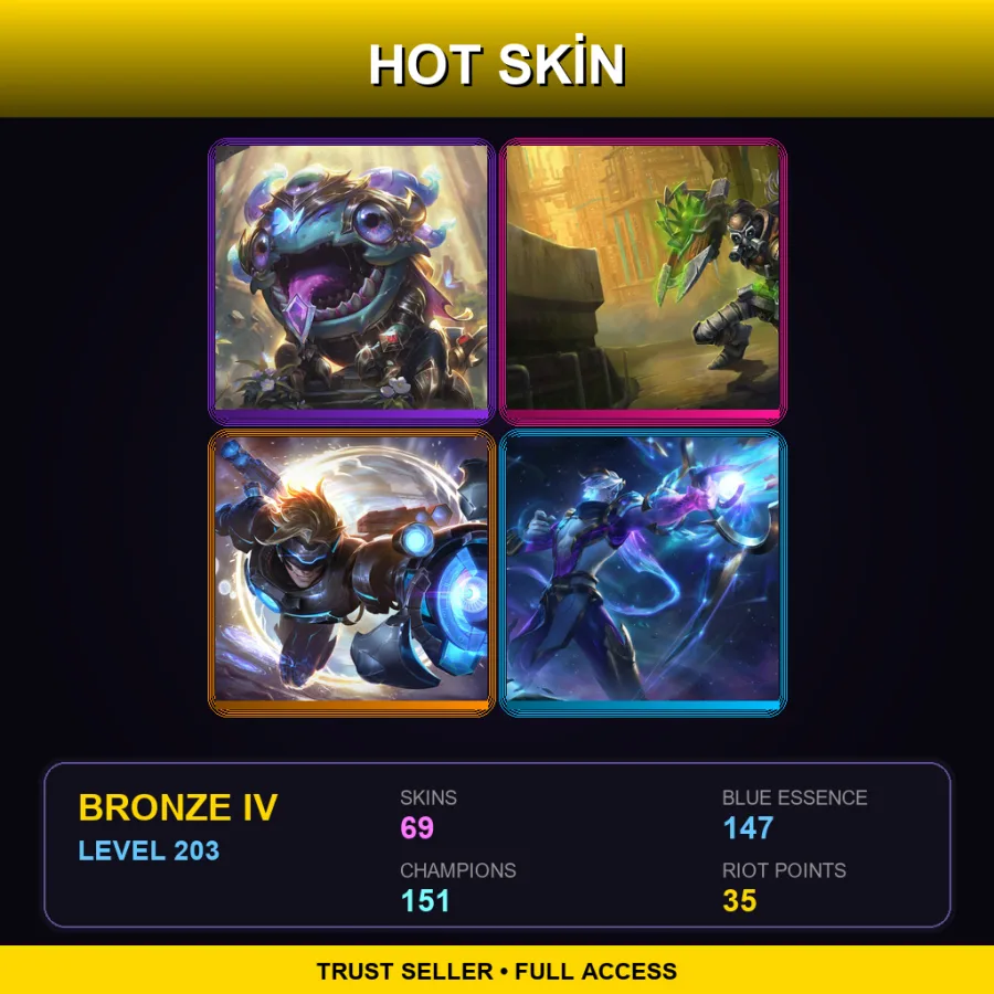 EUNE | Lv203 | Bronze IV | 69 Skin | 151 Champ