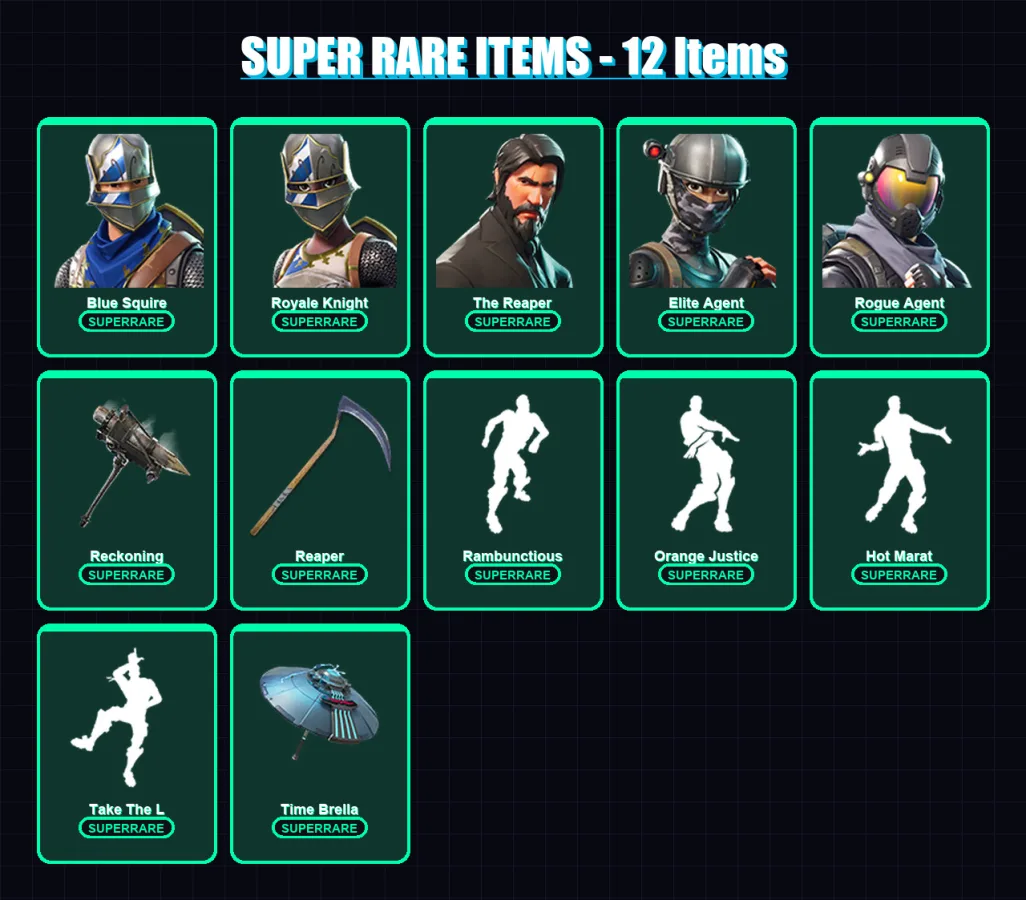 [PS4/PS5/XBOX/PC] | Blue Squire | Royale Knight | The Reaper | Elite Agent | Rogue Agent | 55 skin | 47 pickaxe | 58 emote | 60 glider | Lv673