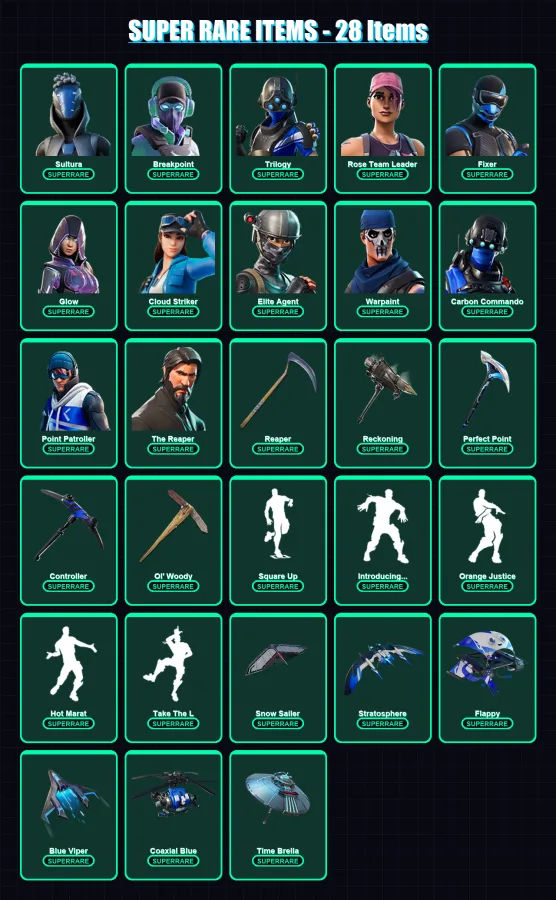 [PC] | Sultura | Breakpoint | Trilogy | Rose Team Leader | Fixer | 198 skin | 226 pickaxe | 204 emote | 194 glider | Lv2871 — Fortnite account