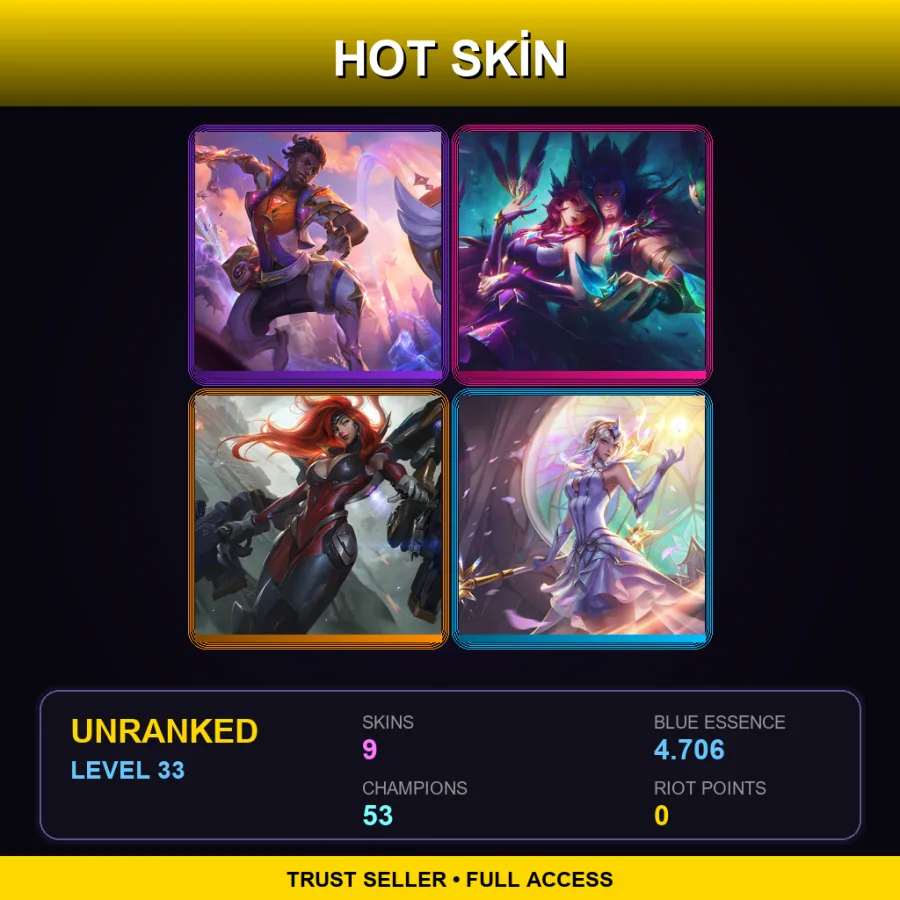 TR | Lv33 | Unranked | 9 Skin | 53 Champ