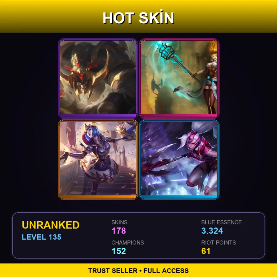VN | Lv135 | Unranked | 178 Skin | 152 Champ