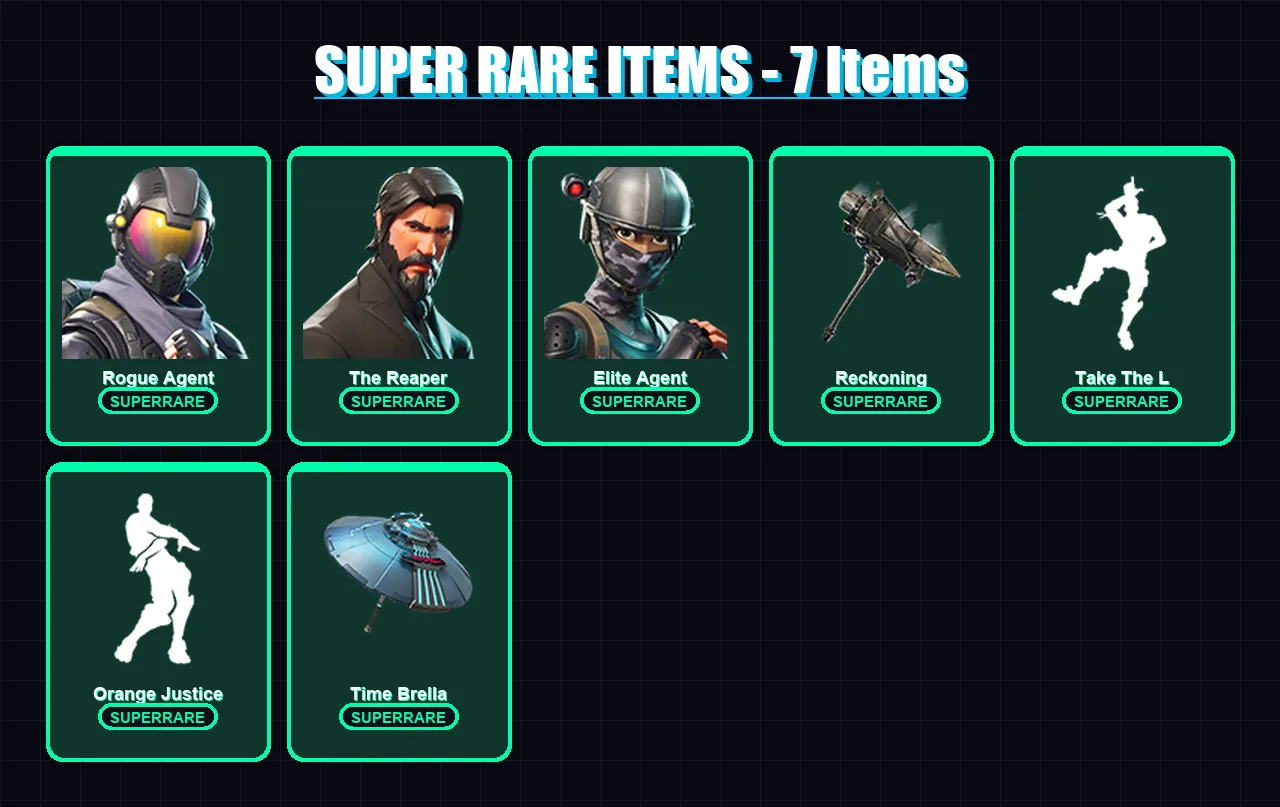 [PC] | Rogue Agent | The Reaper | Elite Agent | Catalyst | Carbide | 33 skin | 29 pickaxe | 53 emote | 31 glider | Lv476