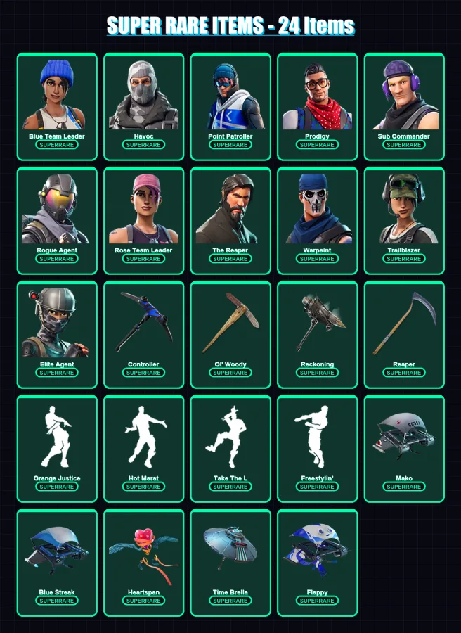 [PC/XBOX/PSN] | Blue Team Leader | Havoc | Point Patroller | Prodigy | Sub Commander | 98 skin | 70 pickaxe | 82 emote | 72 glider | Lv1038