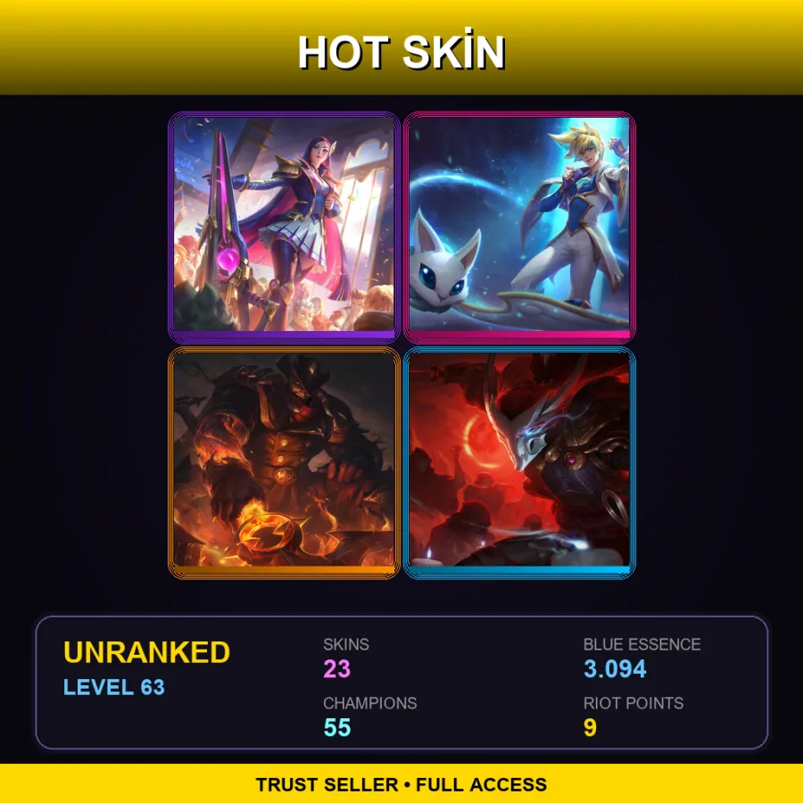 VN | Lv63 | Unranked | 23 Skin | 55 Champ — LoL account