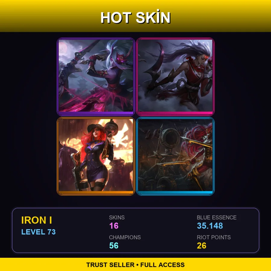 EUNE | Lv73 | Iron I | 16 Skin | 56 Champ