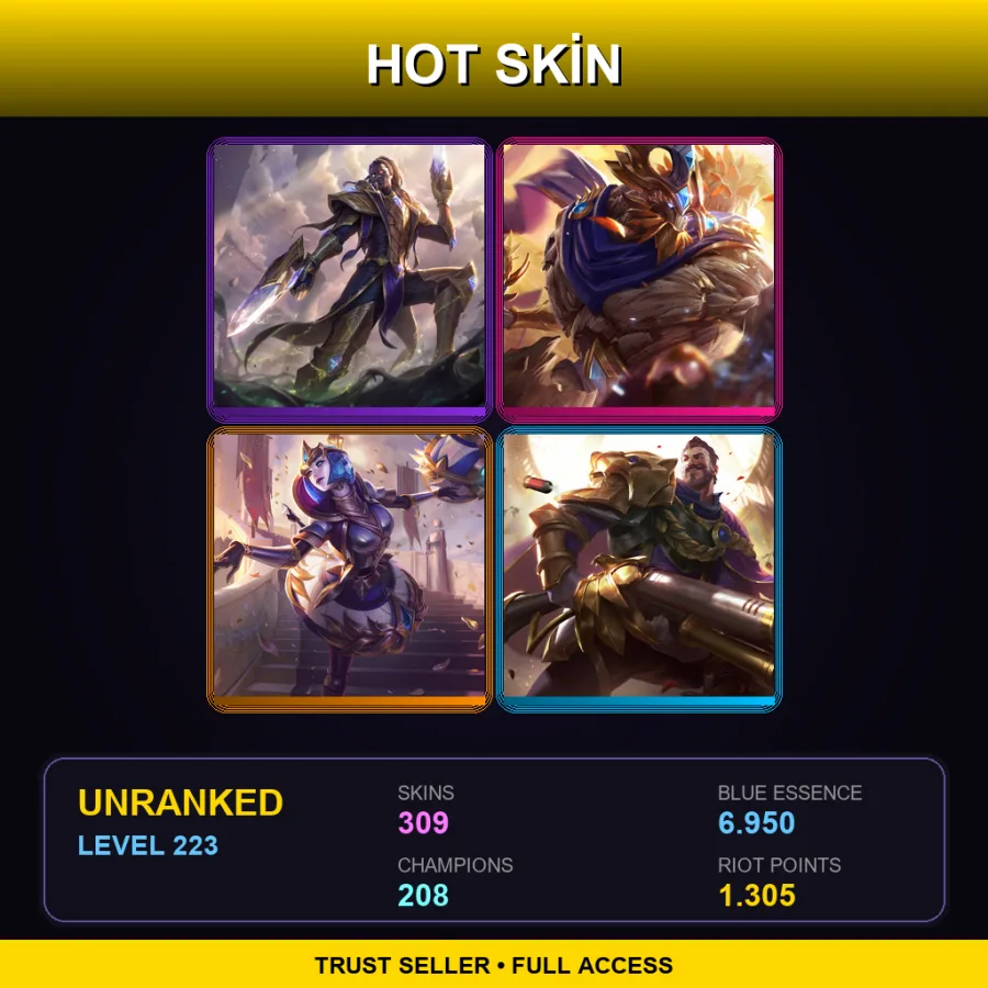 EUW | Lv223 | Unranked | 309 Skin | 208 Champ